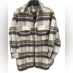 H&M Oversized Brown/Cream Plaid Jacket Sz(XS)